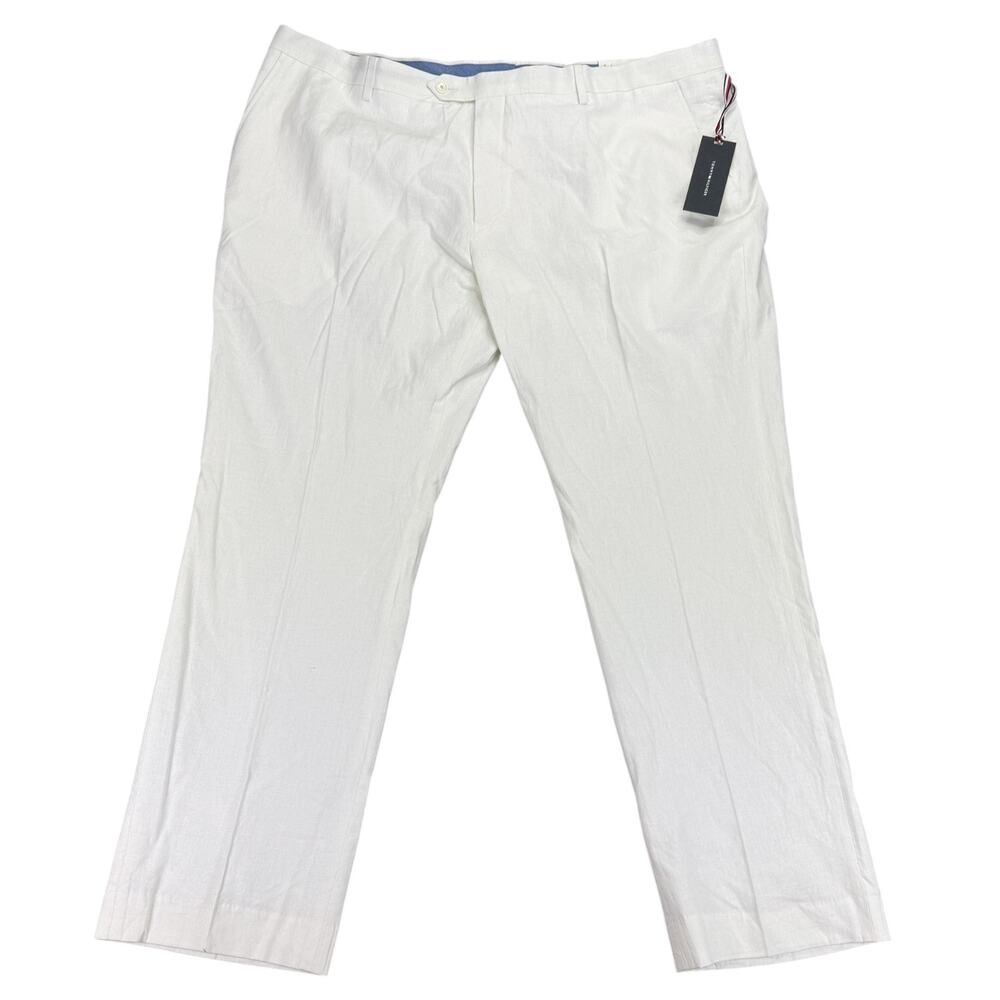 Tommy Hilfiger Mens Hall Modern Fit Linen Blend Suit Pants White 44x30